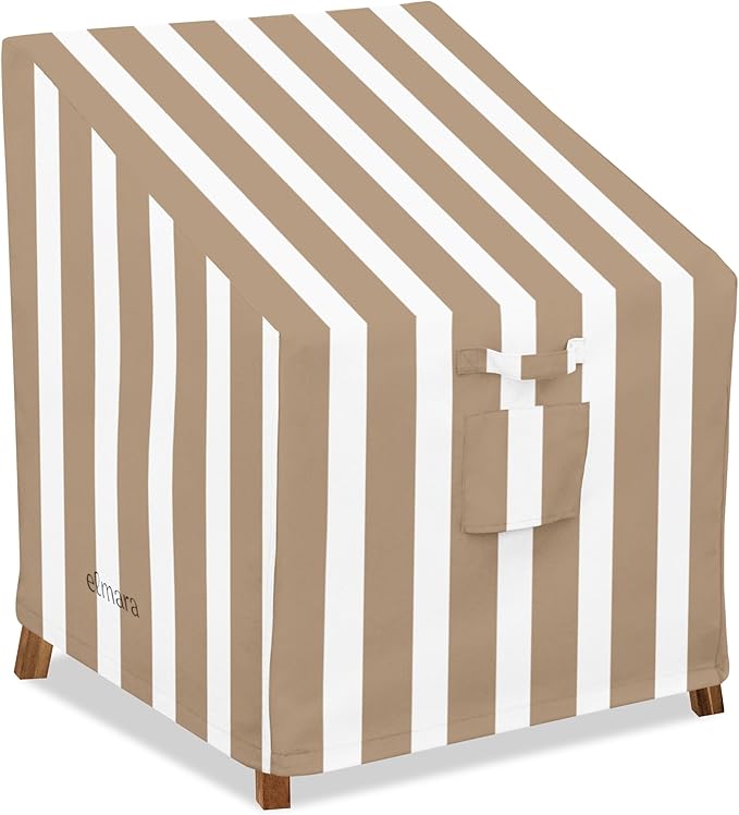 Elmara Outdoor Chair Covers – Waterproof, UV Fade-Resistant Patio Chair Covers Made of Heavy Duty Olefin – Durable All Weather Design Keeps Your Patio Furniture Safe (Bronze Stripe)