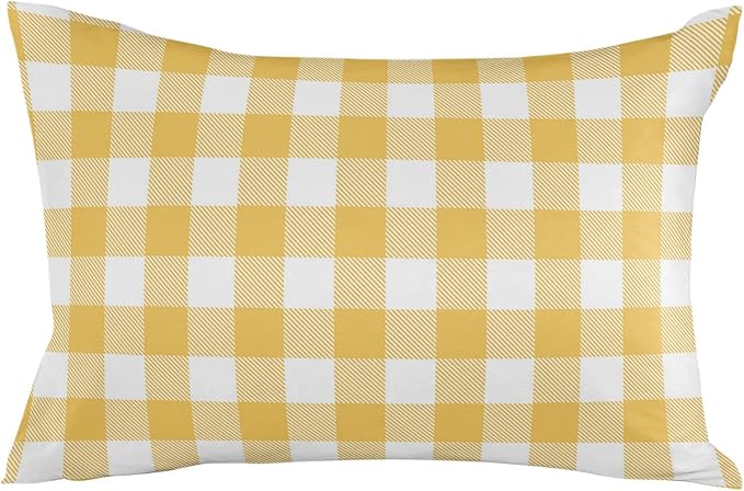 Outdoor Waterproof Throw Pillow Covers Set of 2 Yellow Buffalo Check Plaid Lumbar Pillowcases 20x12 Inches Farmhouse Style Patio Decorative Pillows Cushion Case Patio Pillows for Couch Bed Garden