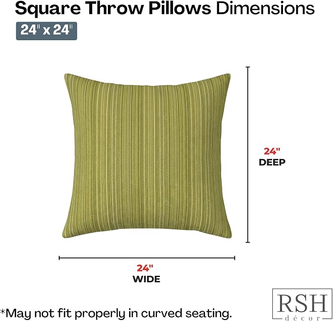 RSH DECOR: Sunbrella Square Throw Pillows Set of 2 | 24" x 24" | Water and Fade-Resistant Performance Fabric | Outdoor Pillow Covers with Down-Alternative Inserts | Made in USA (Jinga Parakeet)