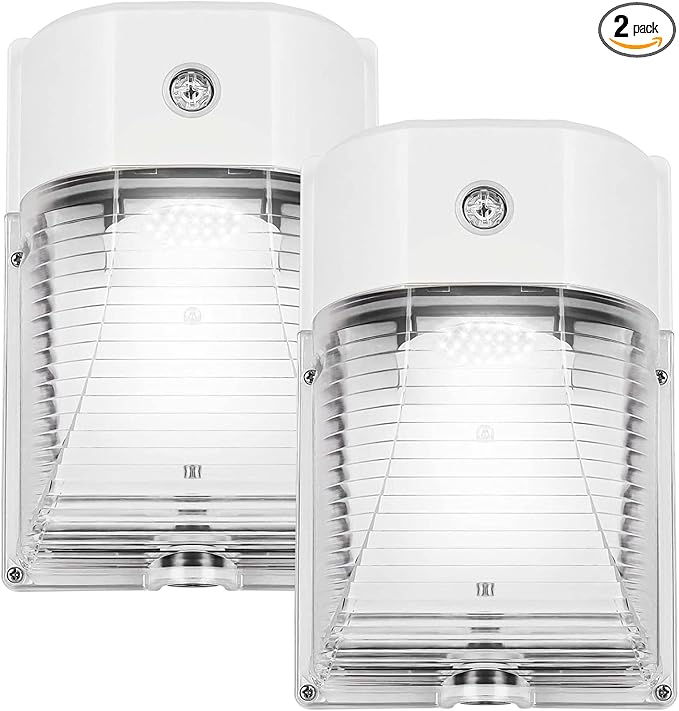 CINOTON 26W LED Wall Pack Light with Dusk to Dawn Sensor 5000k White 2 Pack | 100-277Vac, 3000LM Wall Light, IP65 Waterproof, Outdoor Security Flood Lighting, Hardwired Lights for Garage Warehouse Garden
