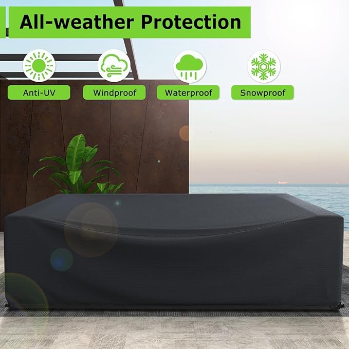 Patio Furniture Covers Waterproof, Heavy Duty 600D Outdoor Furniture Covers for Outdoor Dining Table and Chair,Tear Resistance and Anti-UV,Black,74"L x 47"W x 28"H