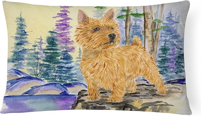 Caroline's Treasures SS8011PW1216 Norwich Terrier Canvas Fabric Decorative Pillow Machine Washable, Indoor Outdoor Decorative Pillow for Couch, Bed or Patio, 12HX16W