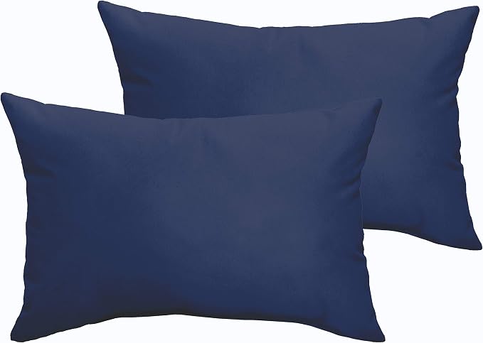Sorra Home Dark Blue Indoor/Outdoor Knife Edge Pillow Set, 12 in x 24 in