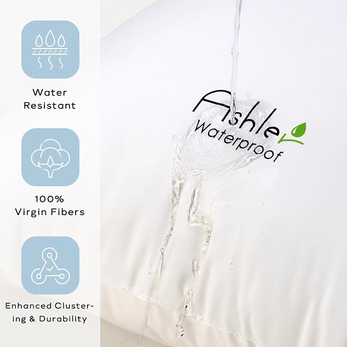 Outdoor Pillows 20 X 26 Pillow Inserts Pack of 2, Water-Resistant Decorative Premium Lumbar Pillow Stuffer Sham Waterproof Pillow for Sofa Couch, Porch Patio Living Room Bedroom Furniture