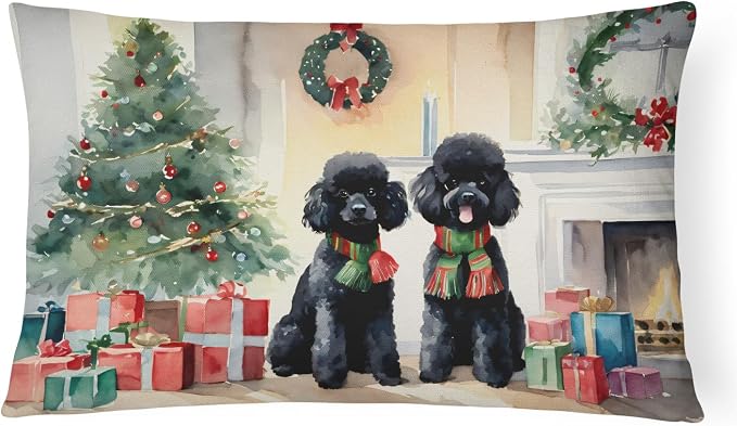Caroline's Treasures DAC2725PW1216 Poodle Cozy Christmas Throw Pillow Machine Washable, Indoor Outdoor Decorative Pillow for Couch, Bed or Patio, 12HX16W