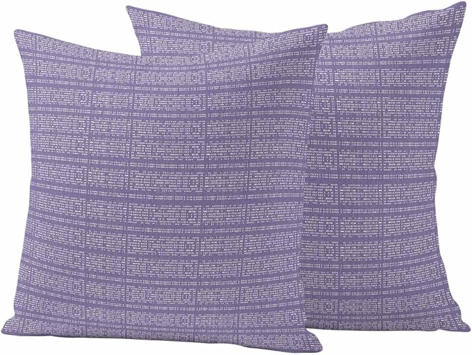 Outdoor Waterproof Throw Pillow Covers Set of 2 Lavender Purple Stripes Grain Pillowcases 18x18 Inches Solid Color Decorative Pillows Cushion Case Patio Pillows for Couch Bed Chair Garden