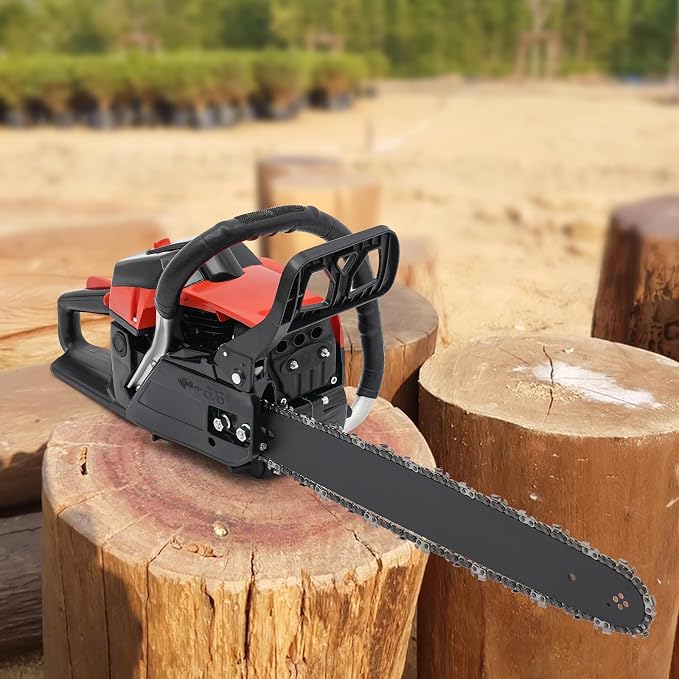 18 Inch Gas Chainsaw, 58CC Gas Power Chain Saw, Cordless Gas Powered Chainsaw, Petrol Handheld Gasoline Chainsaws for Wood Cutting and Tree Pruning, Speed 2800-11000rpm