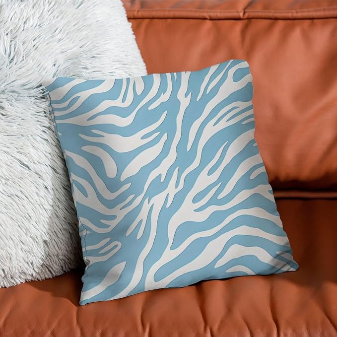 Throw Pillow Covers Blue Tiger Print Pillowcase Farmhouse Animal Tiger Print Pillow Cover Accent Modern Decorative Pillow Covers for Living Bed Room Patio Home 22x22 in