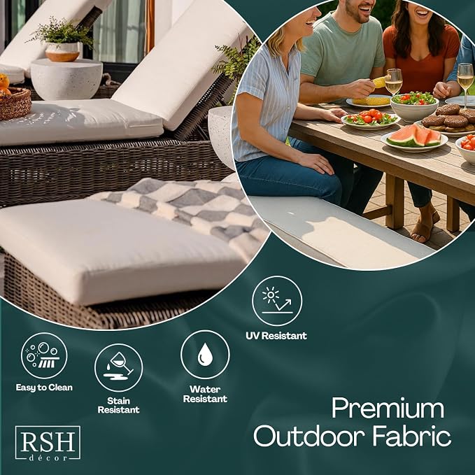 RSH DECOR: Lumbar Throw Pillows Set of 4 | 20" x 12" | All-Weather Spun Fabric | Water and Fade-Resistant | Outdoor Support Pillows for Patio Furniture | Fenbrook Teal