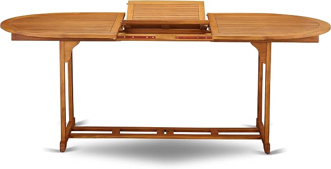 East West Furniture BSBS9CWNA 9 Piece Patio Garden Table Set Includes an Oval Outdoor Acacia Wood Dining Table and 8 Folding Side Chairs, 36x78 Inch, Natural Oil