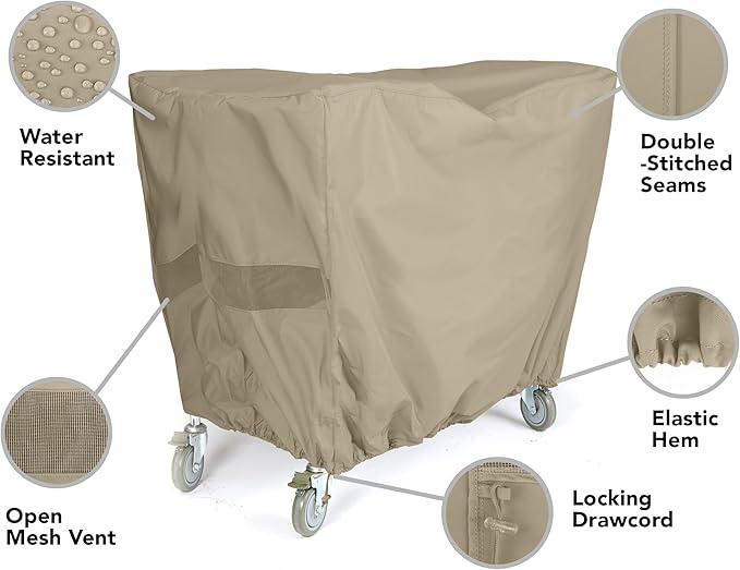Covermates Outdoor Serving Cart Cover - Water Resistant Polyester, Drawcord Hem, Mesh Vents, Patio Furniture Table Covers, 50W x 30D x 34H, Khaki