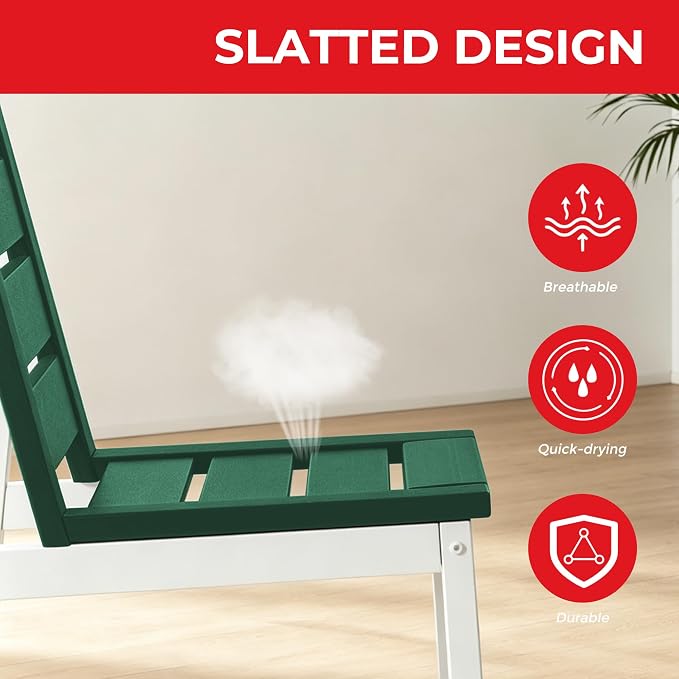 Costaelm Stinson Outdoor Patio HDPE Dining Side Chair, Dark Green