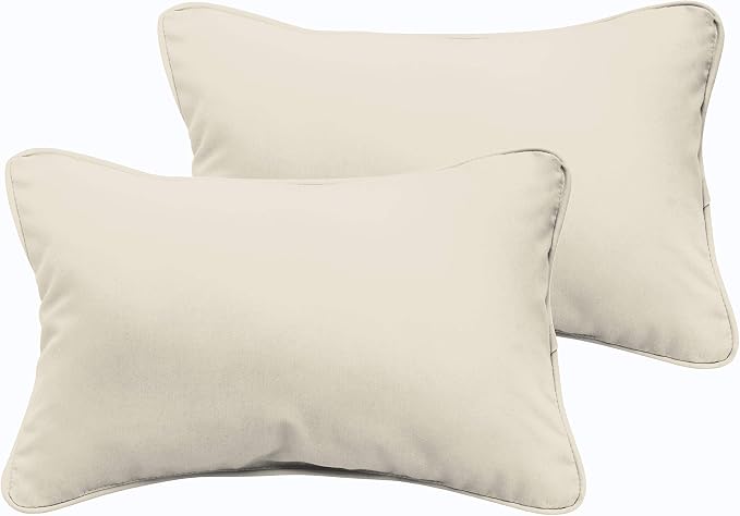 Sorra Home Ivory Indoor/Outdoor Pillow Set, 14 in x 24 in