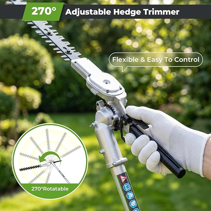 52CC Gas Powered Weed Wacker, 3-in-1 2-Stroke Backpack Gas Powered Hedge Trimmer, Weed Eater String Trimmer, Brush Cutter 40-Tooth Blade with Shoulder Strap & Safety Lock for Garden, Yard