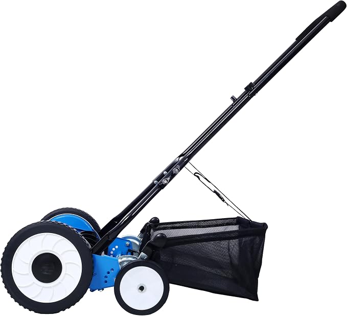 20" Push Reel Lawn Mower with 5 Blades & Collection Hopper