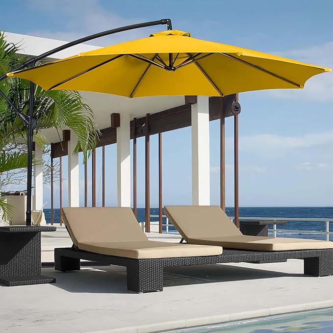 10ft Patio Umbrella Replacement Canopy 8 Ribs, Waterproof & Fade Resistant Market Umbrella Cover, Thickened Polyester Fabric for Backyard, Garden and Pool (Canopy Only) (Yellow)