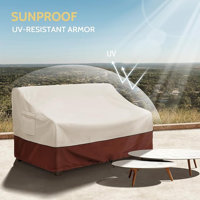 COSFLY Outdoor Furniture Covers Waterproof for Sofa, Patio 3-Seater Sofa Covers for Outside Heavy Duty Fits up to 80W x 33D x 32H inches Brown