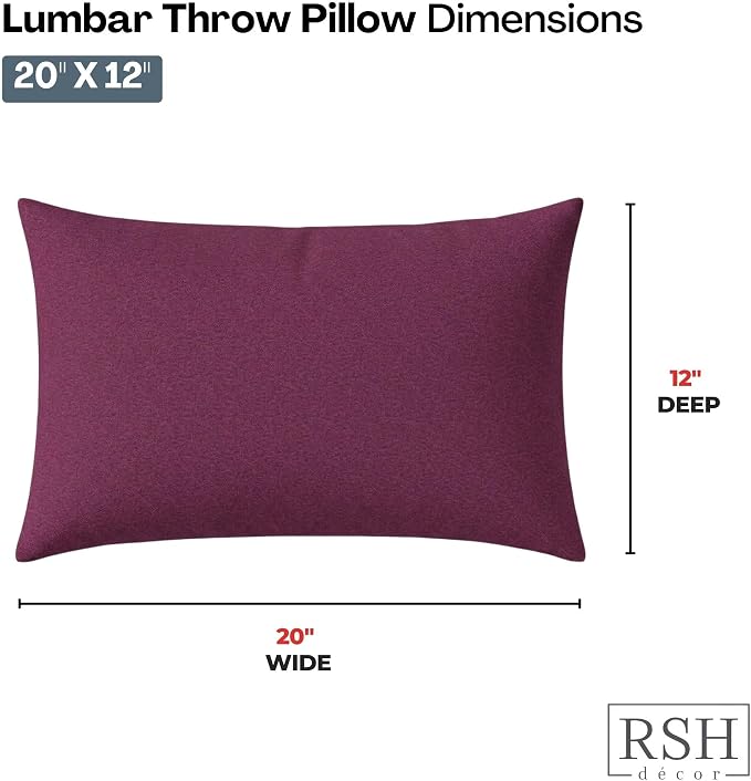 RSH DECOR: Sunbrella Lumbar Throw Pillows Set of 4 | 20" x 12" | Water and Fade-Resistant Performance Fabric | Outdoor Pillow Covers with Down-Alternative Inserts | Made in USA (Canvas Iris)