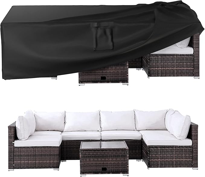 Ruimoy Patio Furniture Covers, Outdoor Furniture Cover Waterproof, General Purpose, Outside Table and Chair Covers, Heavy Duty 600D (74 Inch L x 47 Inch W x 27.8 Inch H)