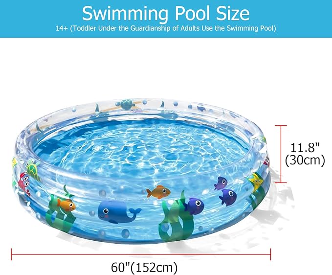 60" x 11.8" Swimming Pool for Pets, Swimming Pools for Outdoor and Backyard (Blue)