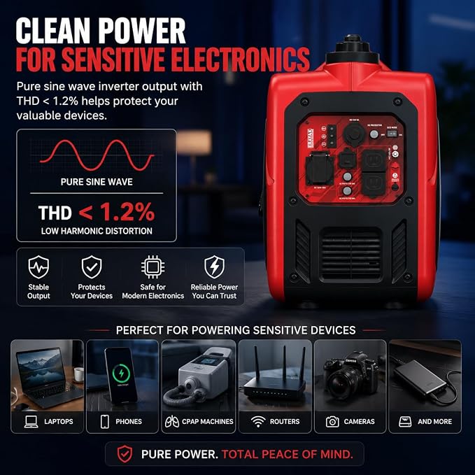 ERAYAK 4500W Portable Inverter Generator for Home Use, Super Quiet Small Generator for Camping Outdoor Emergency Power Backup, Gas Powered Engine, ECO Mode, EPA Compliant