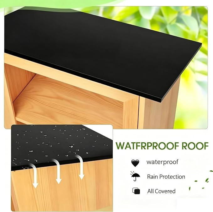 Little Outdoor Library Box, 2-Tier Waterproof Free Library Wooden Cabinet, 15.7 x 11 x 22.4 Inch Small Storage Box for DIY, Neighbourhoods, Communities and Kids to Share Books, Magazines, Artworks