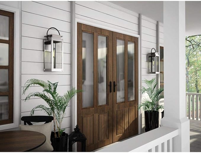 Progress Lighting Union Square Collection 1-Light Clear Flat Glass Farmhouse Outdoor Medium Wall Lantern Light Stainless Steel