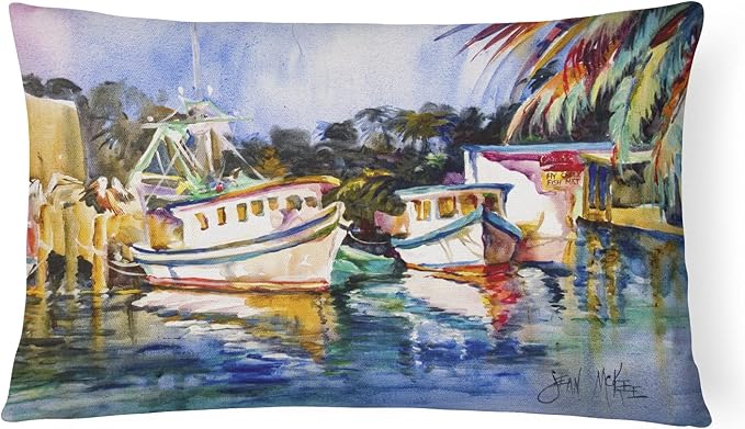 Caroline's Treasures JMK1045PW1216 Fly Creek Fish Market Canvas Fabric Decorative Pillow Machine Washable, Indoor Outdoor Decorative Pillow for Couch, Bed or Patio, 12HX16W
