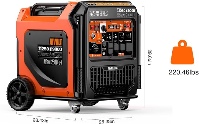AIVOLT 11250W Dual Fuel Inverter Generator with Remote/Electric/Recoil Start, 50 AMP RV Ready, CARB Compliant 50 State Approved, Ultra Quiet Gas Propane Generator for Home Backup, Food Truck, Job Site