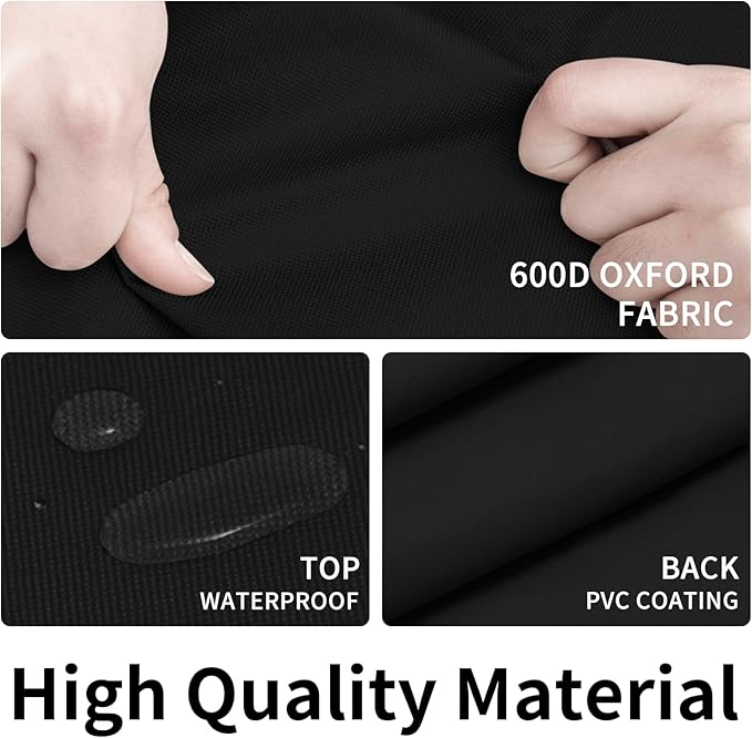 Easy-Going 600D Heavy Duty Round Patio Furniture Cover, Outdoor Table and Chair Set Cover, Waterproof Outdoor Sectional Furniture Set Cover (72" DIAx 28" H, Black)