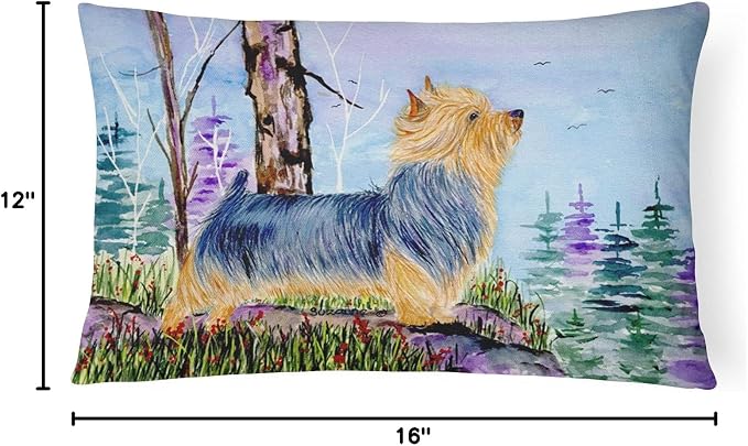 Caroline's Treasures SS8678PW1216 Norwich Terrier Canvas Fabric Decorative Pillow Machine Washable, Indoor Outdoor Decorative Pillow for Couch, Bed or Patio, 12HX16W