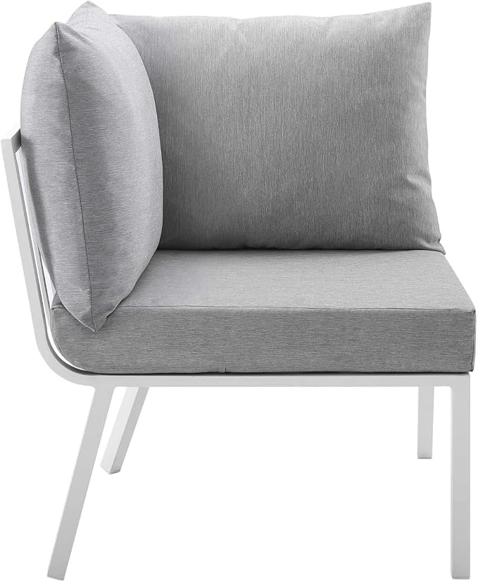 Modway EEI-3790-WHI-GRY Riverside 7 Piece Outdoor Patio Aluminum Set, White Gray