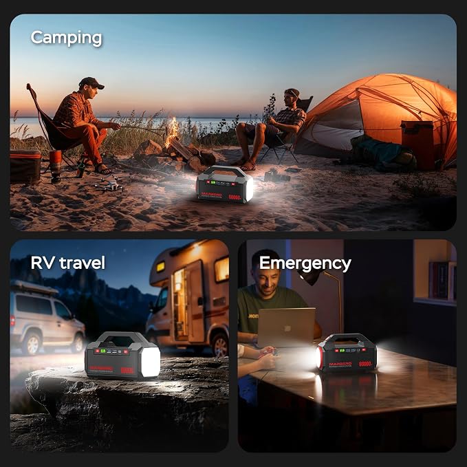 MARBERO Power Bank 60,000mAh Portable Power Station 222Wh with 60W PD Fast Charge & LED Light for Home Backup Outdoor Camping RV Travel and Emergency Power Supply