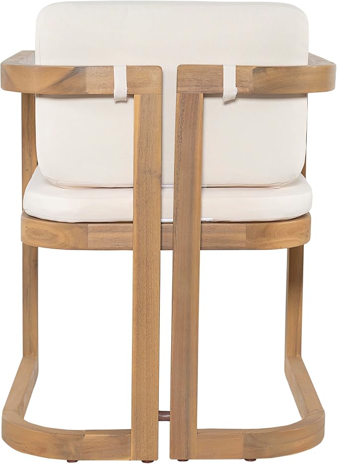 Christopher Knight Home Evana Acacia Wood Dining Table Set for 6, Solid Wood Outdoor Dining Set for 6, Modern Oval Patio Dining Table and Chair Set with Cushions, Brown + Light Teak + Beige