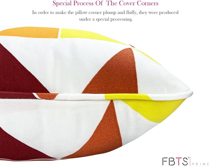 Pack of 2 Outdoor Waterproof Decorative Lumbar Pillows with Inserts for Patio Furniture, 20x12 Inch Fade Resistant Patio Garden Lumbar Cushions for Couch Bed Sofa, Triangular Multi
