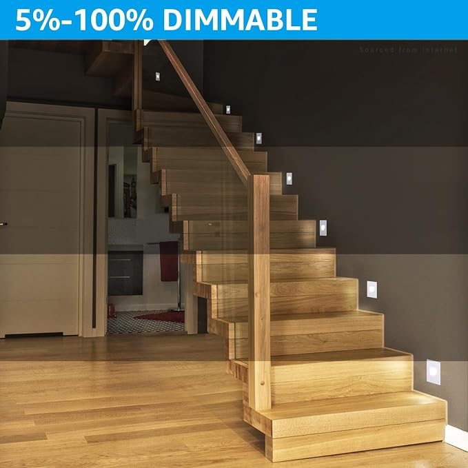 LEONLITE 3-Pack 5CCT 120V LED Step Lights, Vertical, White | 150LM, 5%-100% Dimmable, CRI90, ETL, Indoor Outdoor Stair Lights, Wet Location, 2700K/3000K/3500K/4000K/5000K, Aluminum
