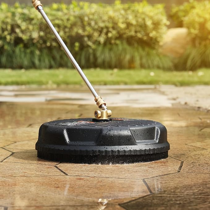 VEVOR 15 Inch Pressure Washer Surface Cleaner, 4000 PSI Universal Power Washer Accessory with 2 Extension Wands and 1/4 Inch Quick Connect, Concrete Cleaner for Driveway, Patio, Floor Cleaning