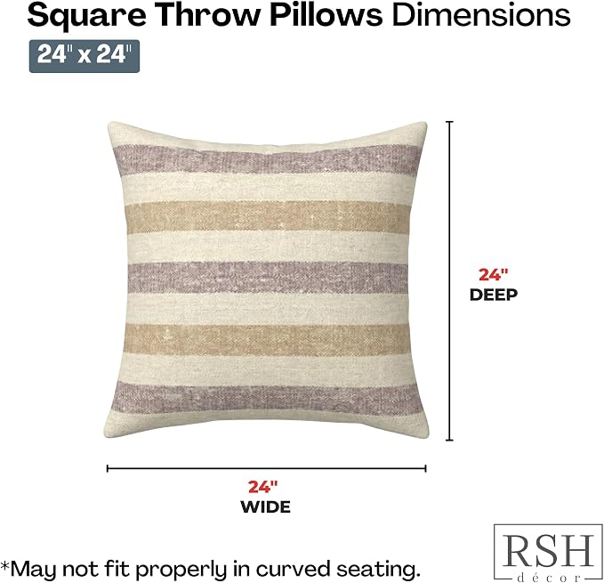 RSH DECOR: Sunbrella Square Throw Pillows Set of 4 | 24" x 24" | Water and Fade-Resistant Performance Fabric | Outdoor Pillow Covers with Down-Alternative Inserts | Made in USA (Paris Lavendar)