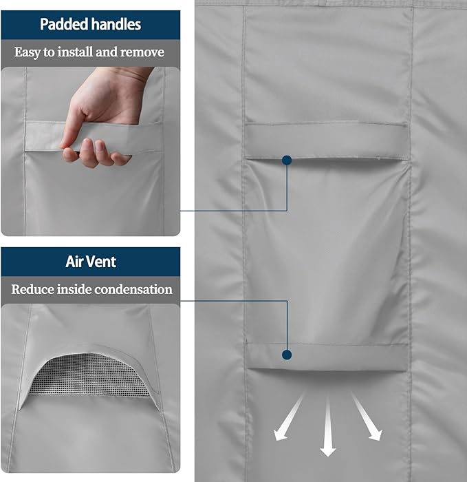 Easy-Going Round Patio Furniture Cover Waterproof Outdoor Dining Table and Chair Cover Anti-UV Outside Sectional Sofa Set Covers (96"DIA x 28"H, Grey)