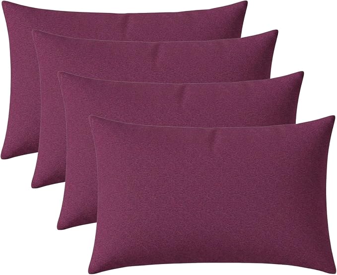 RSH DECOR: Sunbrella Lumbar Throw Pillows Set of 4 | 20" x 12" | Water and Fade-Resistant Performance Fabric | Outdoor Pillow Covers with Down-Alternative Inserts | Made in USA (Canvas Iris)