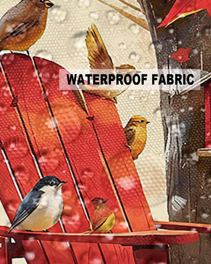 Outdoor Waterproof Throw Pillow Covers 24x24in, Autumn Maple Forest Cushions for Garden Patio Furniture Chairs Set of 2, Red Chair Birds Home Decor Couch Sofa Polyester Pillow Cases