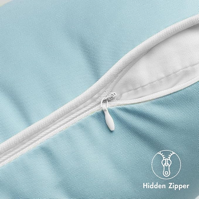 MIULEE Outdoor Waterproof Pillow Covers 20x20 Blue Pack of 2 | Decorative Farmhouse Throw Pillow Covers with Piping,Square Solid Color,Patio Furniture,Summer Couch Tent Sofa Living Room