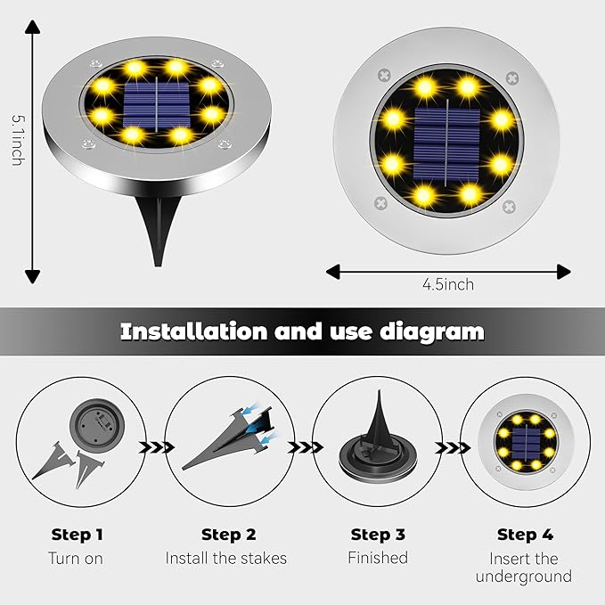 DUUDO Solar Lights for Outside 16Pack, Solar Garden Outdoor Waterproof Pathway Bright In-Ground Lights Landscape Lighting Garden Decor for Yard, Patio, Driveway, Walkway Warm Light