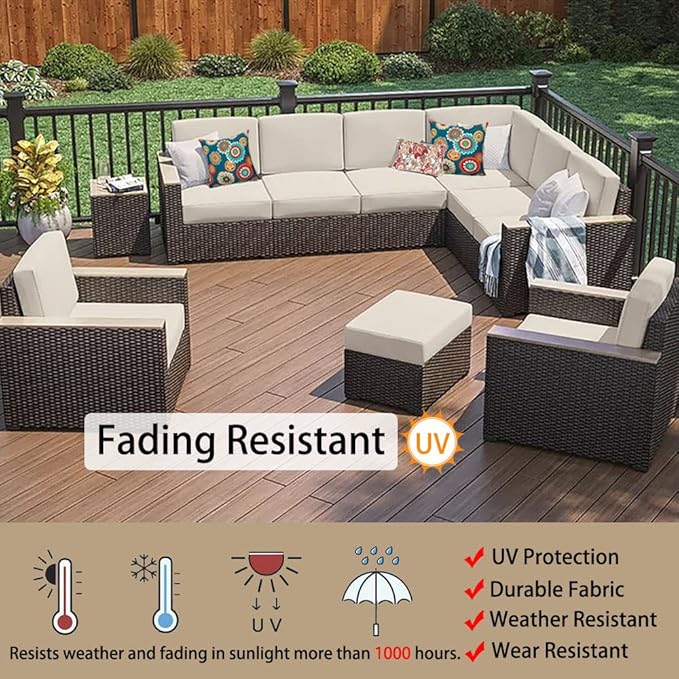 Magpie Fabrics Indoor Outdoor Patio Replacement Cushion Cover with Ties 2 Pack, Loveseat Chair Couch Slipcover Water Repellent UV Resistant Decor for Home Garden(Recycled Cream White, 22x20x4 Inch)