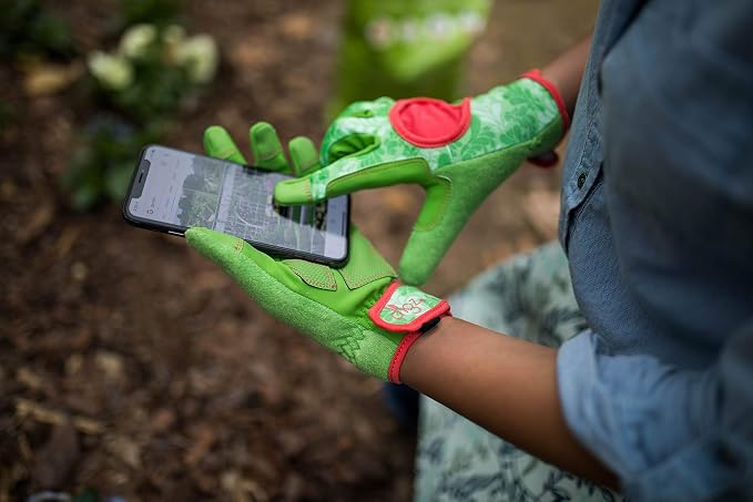 DIGZ Signature Garden Gloves, Large, 1 Pair, Green Leaves Pattern