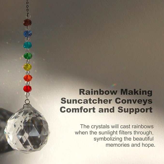Light By Your Side Rainbow Maker, Sympathy Gifts for Loss of Loved One | Matching Gift Card, Gift Box & Bag | Memorial Gift | Crystal Ball Suncatcher | Bring Comfort, Hope & Love