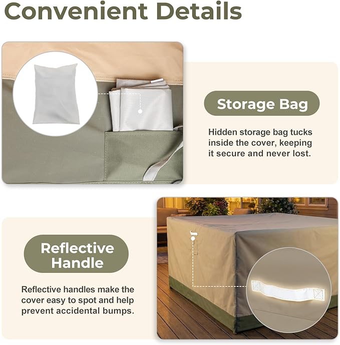 BPS Patio Furniture Cover for Outdoor Table and Chairs, 600D Waterproof and Anti-UV Patio Sectional Set Cover for Outside General Purpose Furniture, 92''L x 92''W x 32''H
