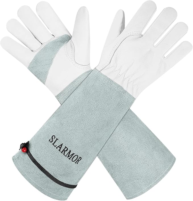 Long-Gardening-Gloves Women/Men-Thorn proof Rose Pruning Heavy Duty Gauntlet-XS | Womens Long Leather Garden Glove, Heavy Duty Gauntlet, Work Glove for Weeding, Yard Planting, Best Garden Gifts for Gardener