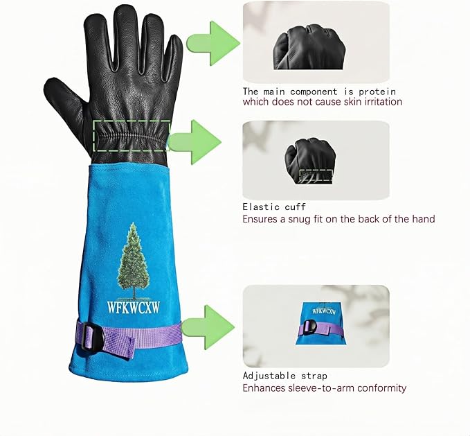 Cow Leather Gardening Gloves, Adjustable&Thorn Proof,Cactus Handling,Rose Pruning,Gardening Gifts For Women/Men