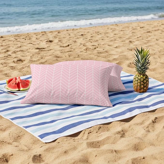 Outdoor Waterproof Throw Pillow Covers Set of 2 Pink Chevron Stripes Lumbar Pillowcases 20x12 Inches Modern Geometric Texture Decorative Pillows Cushion Case Patio Pillows for Couch Bed Chair Garden